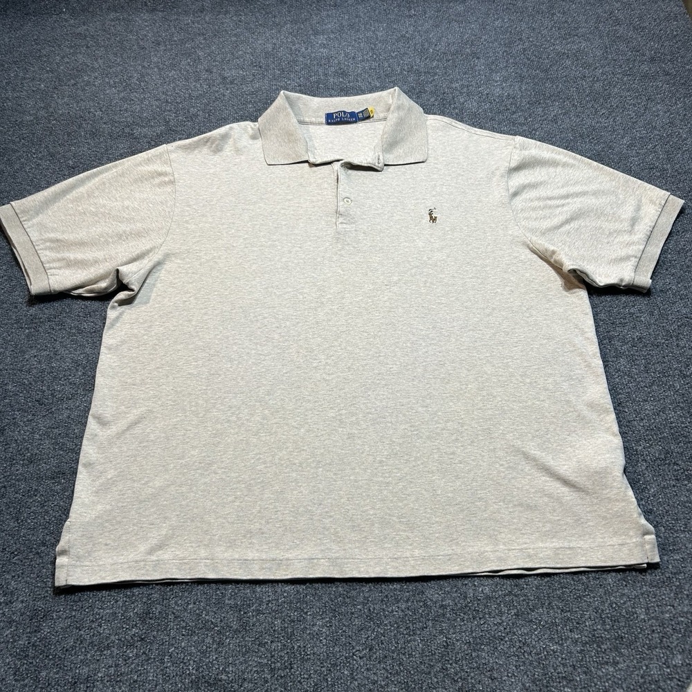 Ralph Lauren Shirt Men 1XB 1TG Cotton Big and Tall Classic Collared Preppy Tan